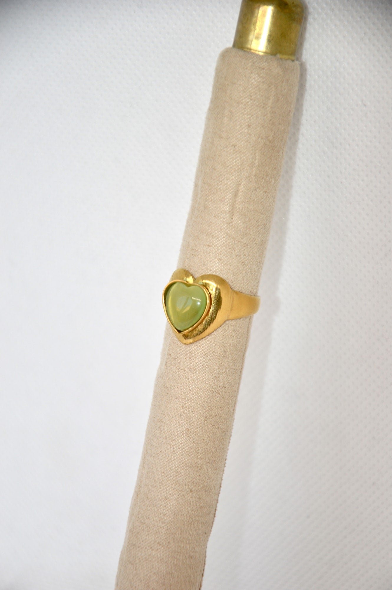anel coração verde claro