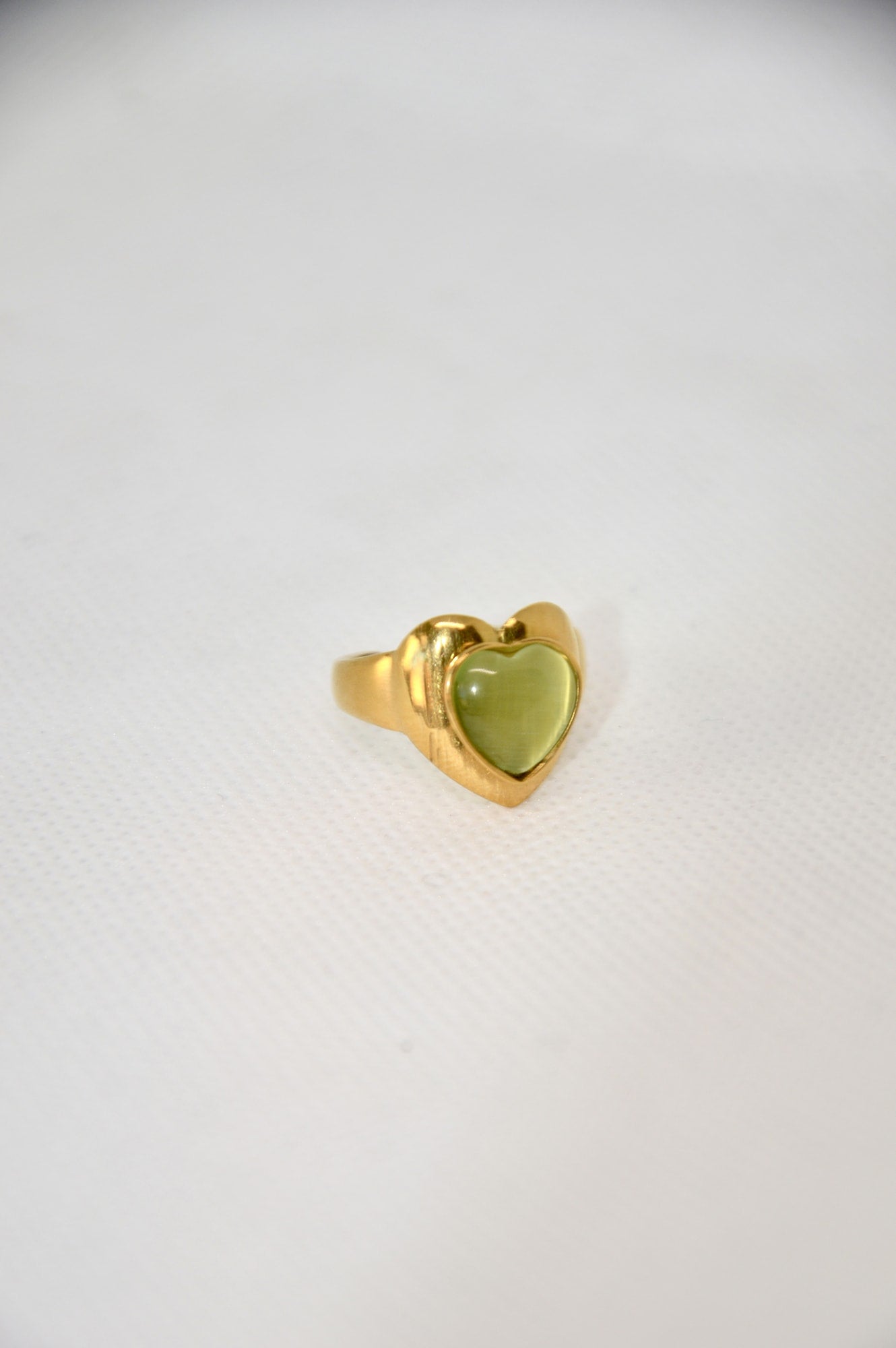 anel coração verde claro