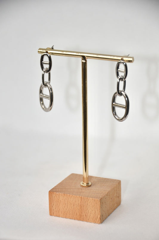 brincos longos prateados