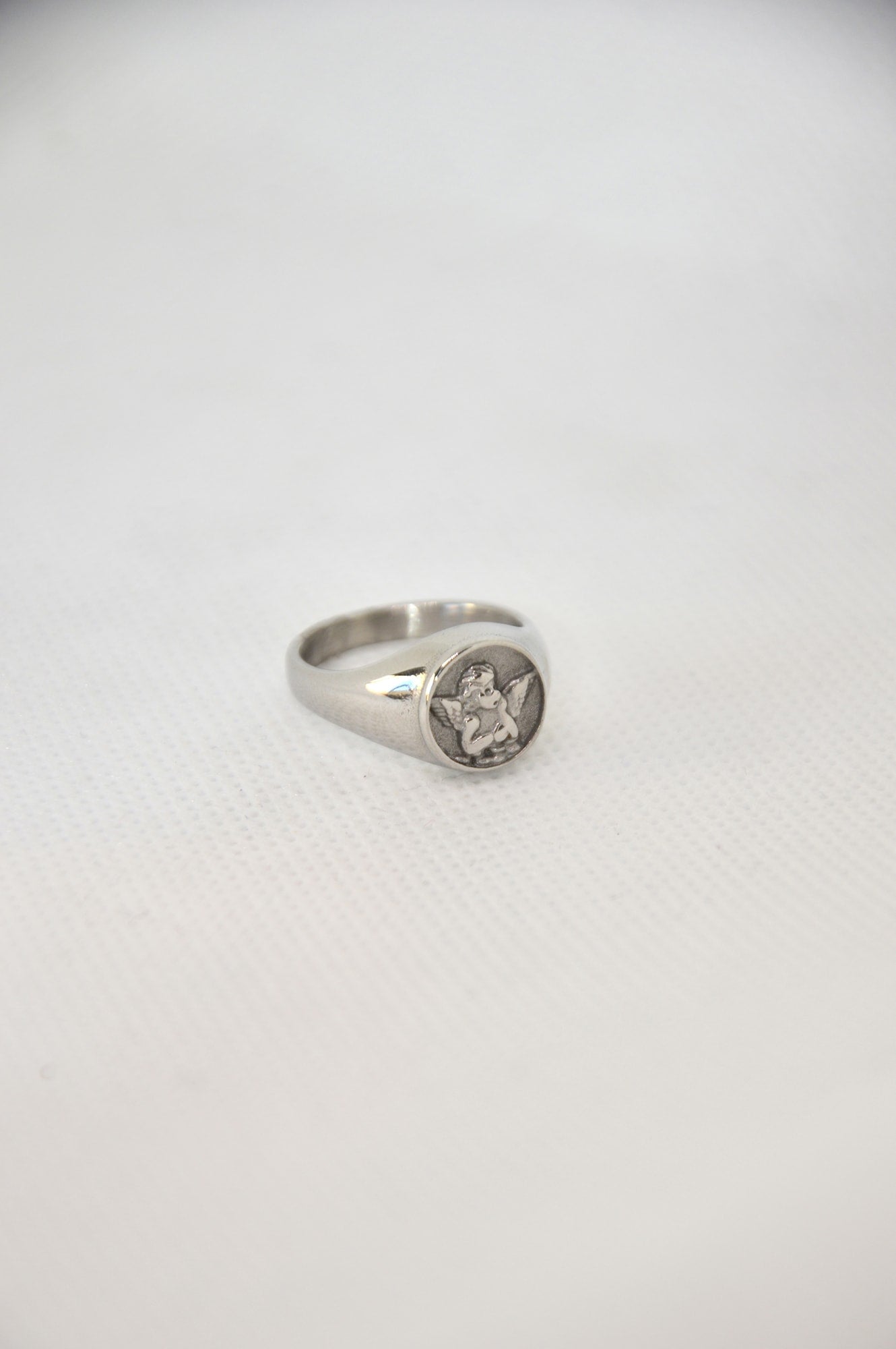 anel anjo prateado