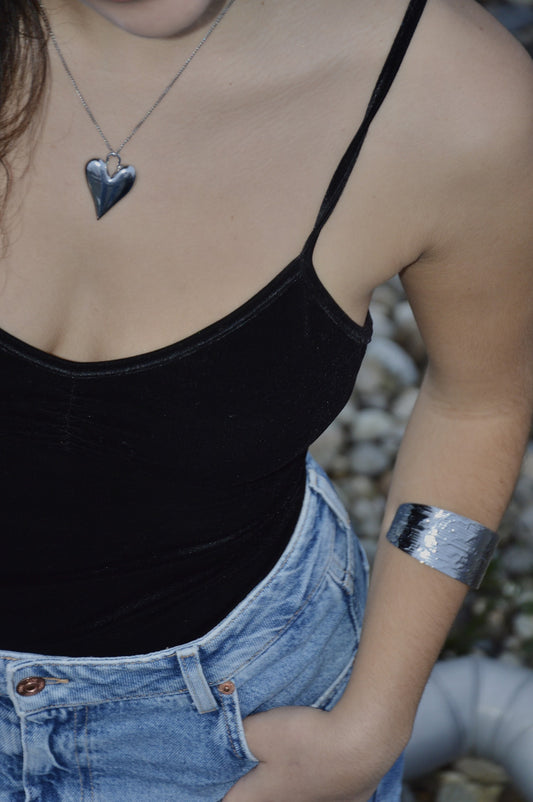 pulseira escrava prateada