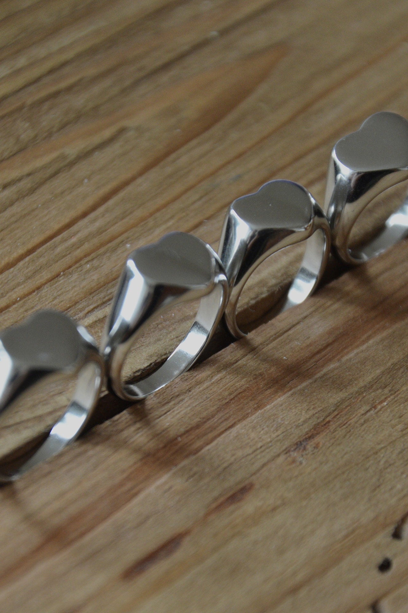 anel coração prateado